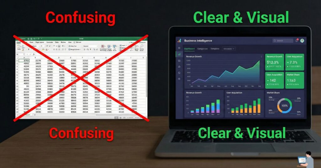 A comparison: A messy Excel sheet vs. a clean, live AgencyAnalytics Dashboard